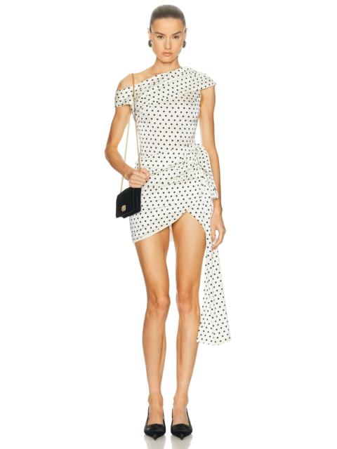 self-portrait Polka Dot Satin Mini Dress