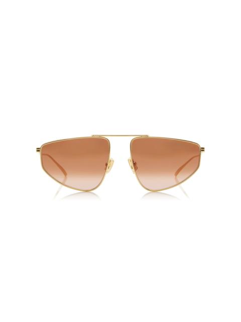 Bottega Veneta Aviator-Frame Metal Sunglasses gold