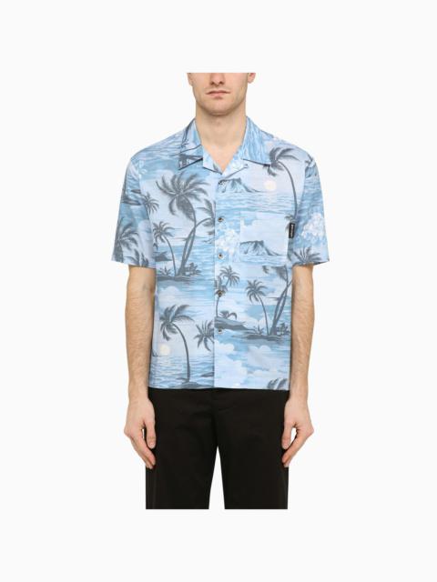 Palm Angels Bowling Shirt With Sunset Print In Cotton