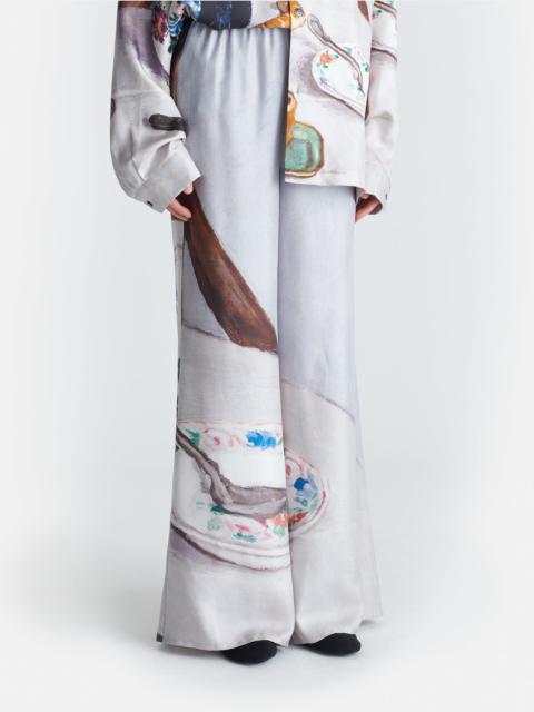 Nanushka Printed Flared Silk Twill Pants