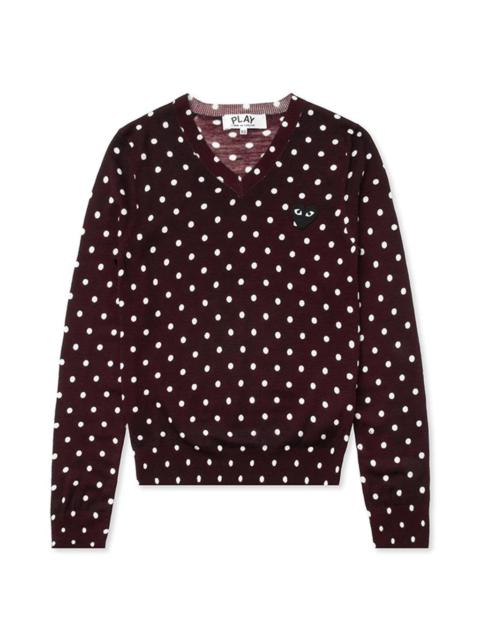 Comme des Garçons PLAY COMME DES GARCONS PLAY WOMENS POLKA DOT SWEATER - BURGUNDY