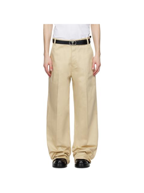 AMI Paris Beige Cotton Baggy Fit Trousers
