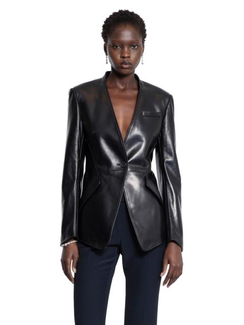Alexander McQueen Peplum-Tailored-Leather-Blazer
