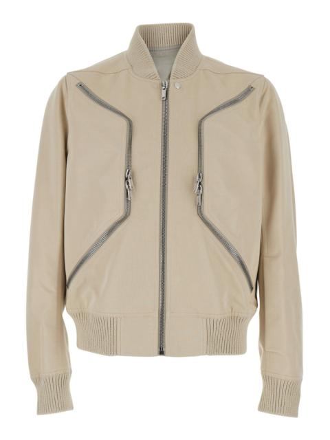 Rick Owens Rick Owens Men Heizer Flight Bomber Jacket With Bomber Collar And Two Zip Pockets On The Front In Be