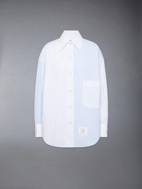 Thom Browne POPLIN PINSTRIPE FUNMIX MICRO UNIVERSITY STRIPED SUPERSIZED LONG SLEEVE SHIRT