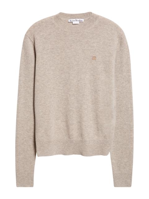 Acne Studios Acne Studios Kalas Core Face Patch Wool & Yak Hair Sweater in Greige Melange at Nordstrom