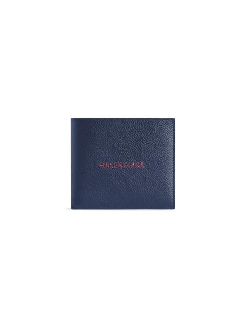 BALENCIAGA Men's Cash Square Folded Coin Wallet in Navy/burgundy