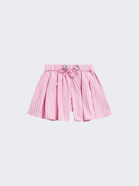 AREA Crystal Grommet Poplin Pleated Short White And Pink