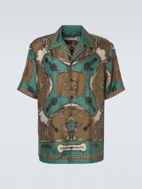 Dolce & Gabbana Printed silk twill bowling shirt