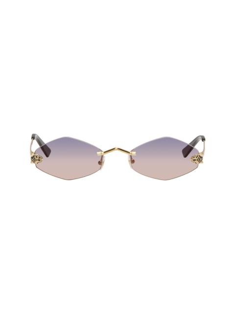 Cartier Gold 'Panthère de Cartier' Geometric Rimless Sunglasses