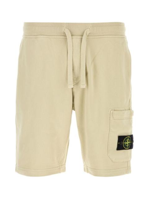 Stone Island Stone Island Man Cream Cotton Bermuda Shorts