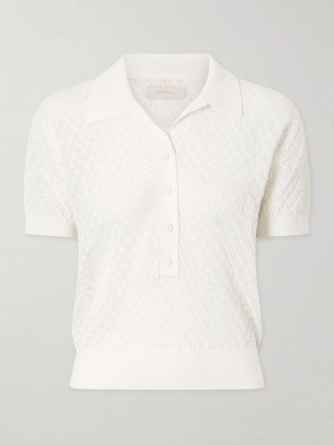 FAITHFULL Lenna Pointelle-knit Cotton-blend Polo Shirt