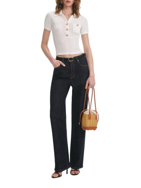 self-portrait White Openwork Knit Top