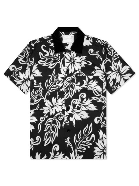 sacai FLORAL PRINT SHIRT - BLACK