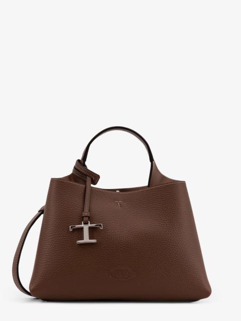 Other Designers Tod'S Leather Crossbody Bag With Metal T-Timeless Logo