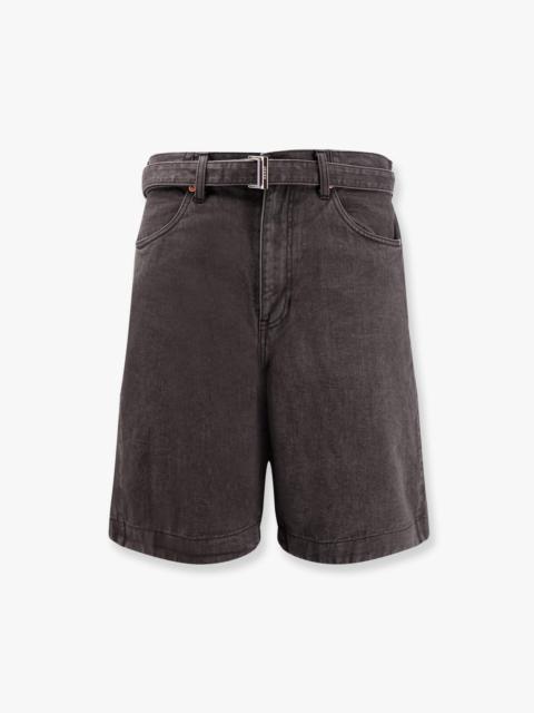 Sacai Black Denim Bermuda Shorts With Belt
