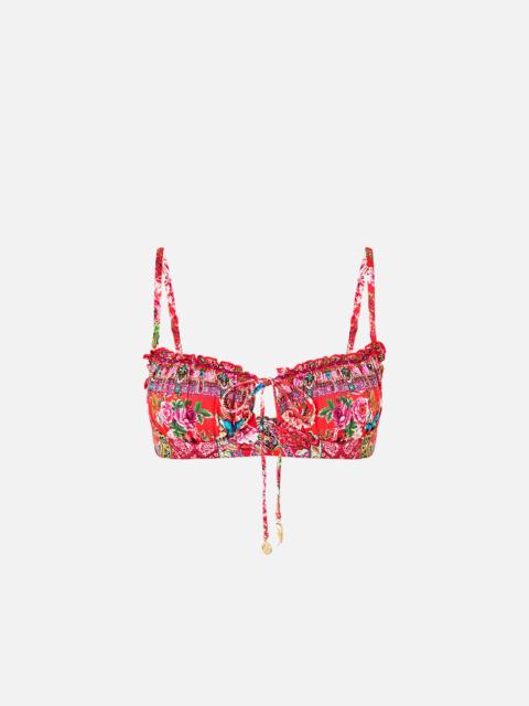 CAMILLA RUCHED CUP UNDERWIRE BIKINI TOP WITH FRONT TIE