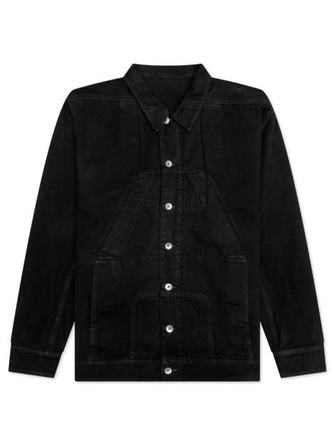 Rick Owens DRKSHDW GIACCA IN DENIM SPHINX JUMBO WORKER JACKET - BLACK