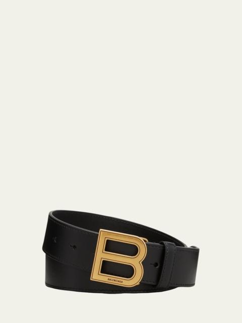 BALENCIAGA Men's Hourglass Large Leather B-Buckle Belt