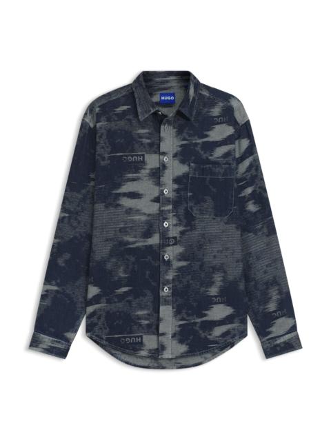HUGO OVERSIZED-FIT SHIRT IN JACQUARD-PATTERN DENIM