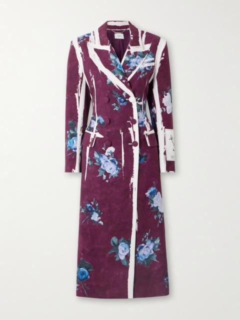 Erdem Double-breasted Floral-print Satin Coat