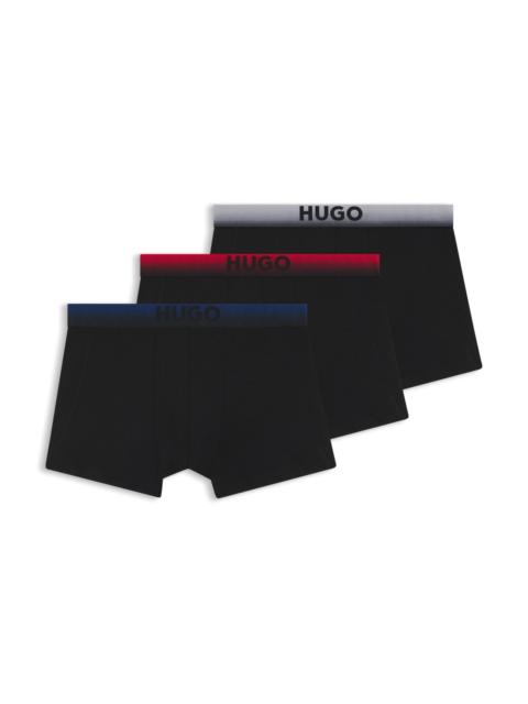HUGO THREE-PACK OF DEGRADÉ-WAISTBAND TRUNKS