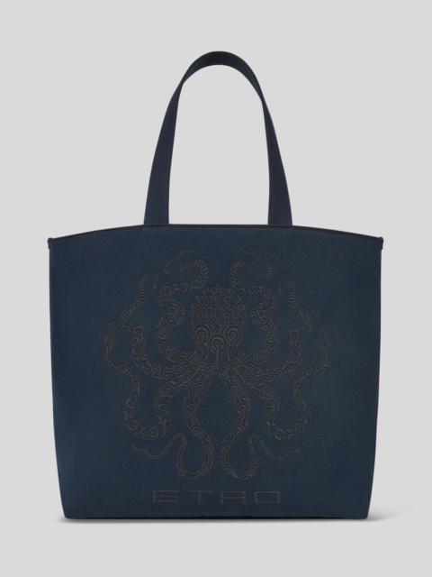 Etro MAXI TOTE BAG WITH OCTOPUS EMBROIDERY