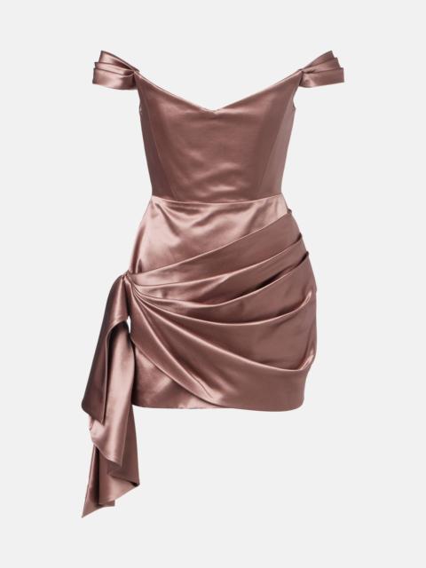ALEX PERRY Off-shoulder cotton and silk satin minidress