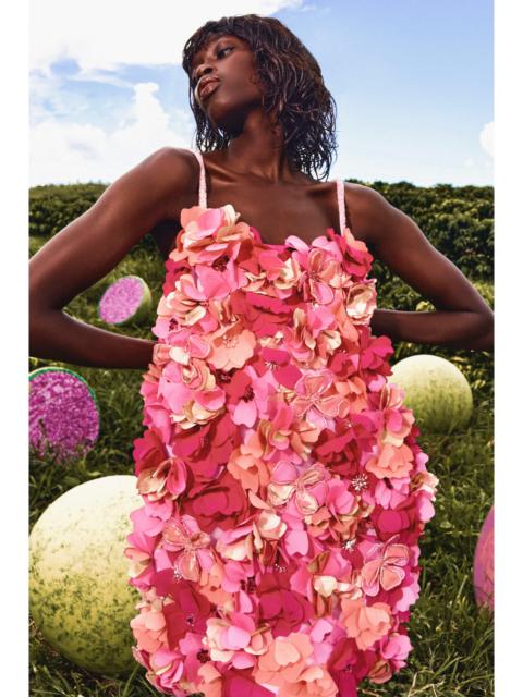 PatBO Hand-Beaded 3D Flower Mini Dress