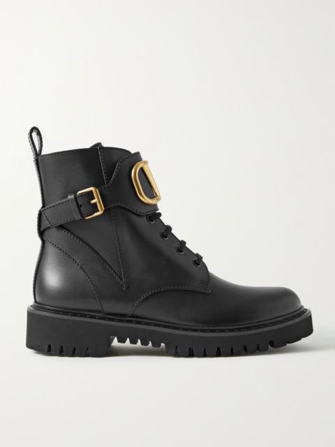Valentino Go Logo embellished leather ankle boots Black