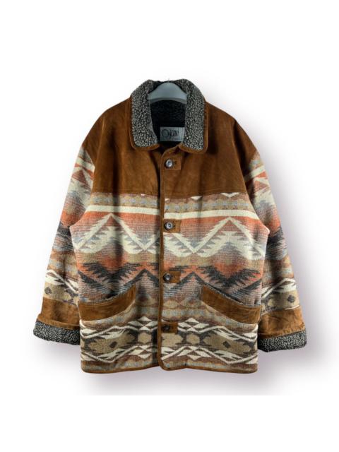 Other Designers Italian Designers - 🔥 Leather Part Itali navajo/native design Wool heavy Jacket