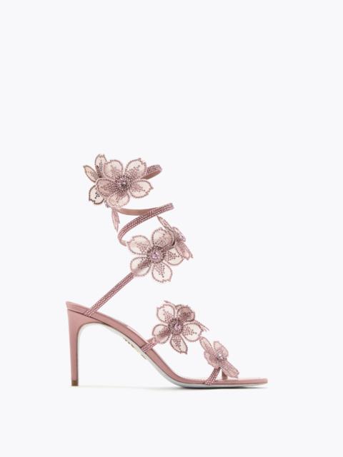 RENE CAOVILLA PEACH FLOWER BLUSH PINK SANDAL 80