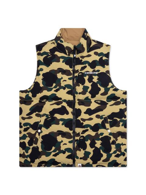 A BATHING APE® 1ST CAMO REVERSIBLE DOWN VEST - YELLOW