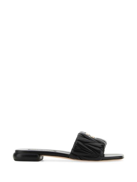 Miu Miu Miu Miu Women Black Nappa Leather Slippers