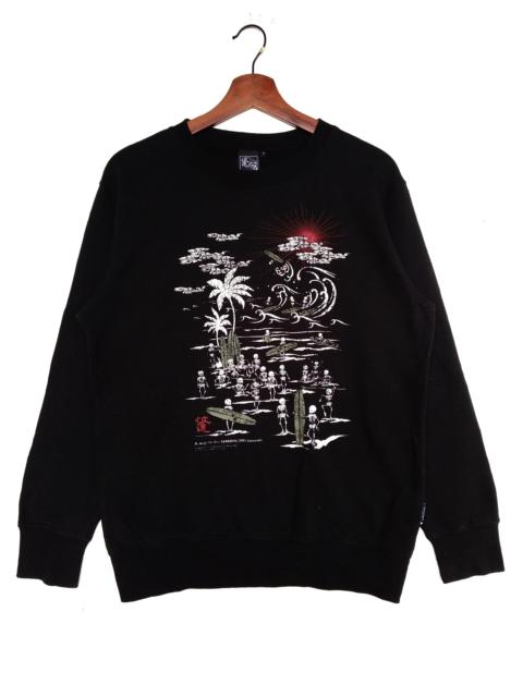 Other Designers Japanese Brand - Vintage Naminoritatsu Skull Surf Sweatshirt/Size M/Black