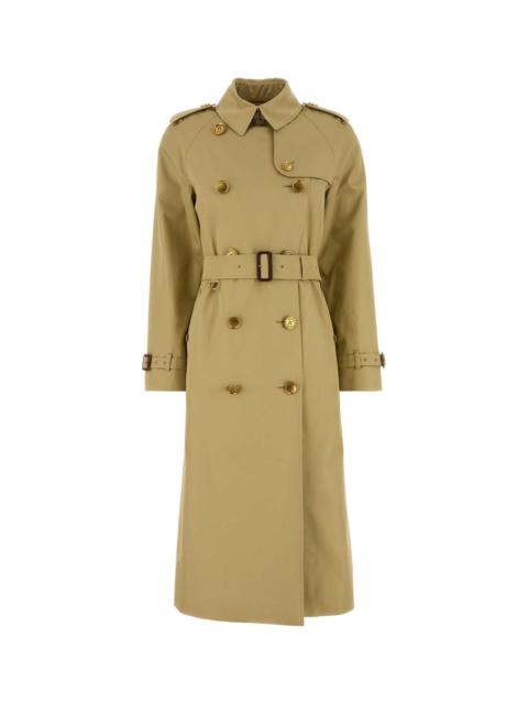 Burberry Women Sage Green Gabardine Waterloo Trench Coat