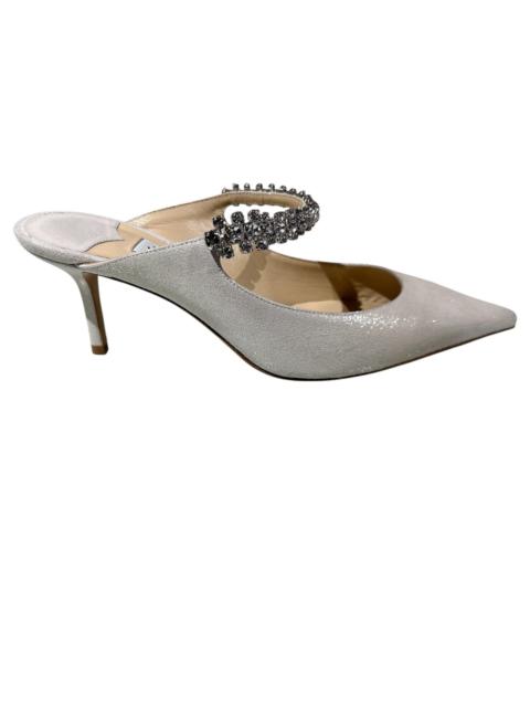 JIMMY CHOO Jimmy Choo Bing Crystal Strap Suede Mules