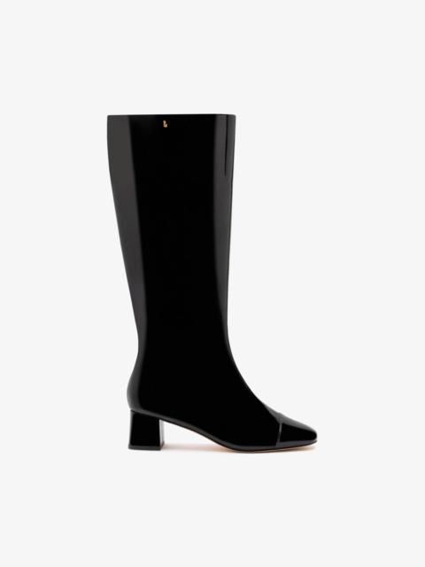 Larroudé Edie Boot In Black Patent Leather
