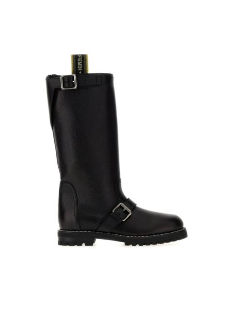 FENDI FENDI $1900 Commando Black Leather Boots New & Authentic (Wo