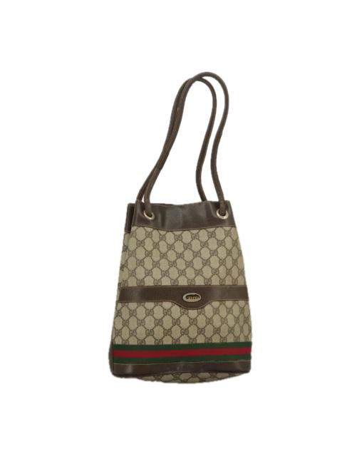 GUCCI GG Supreme Web Sherry Line Hand Bag Pvc Beige Green Red