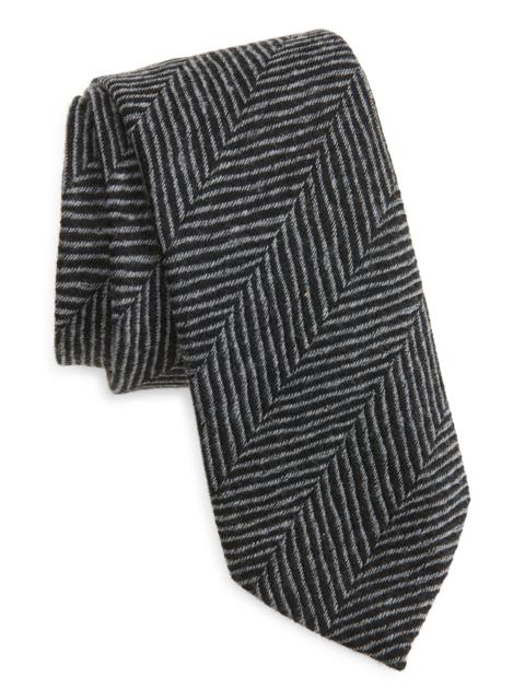 BOSS BOSS Herringbone Wool Tie in Dark Grey at Nordstrom