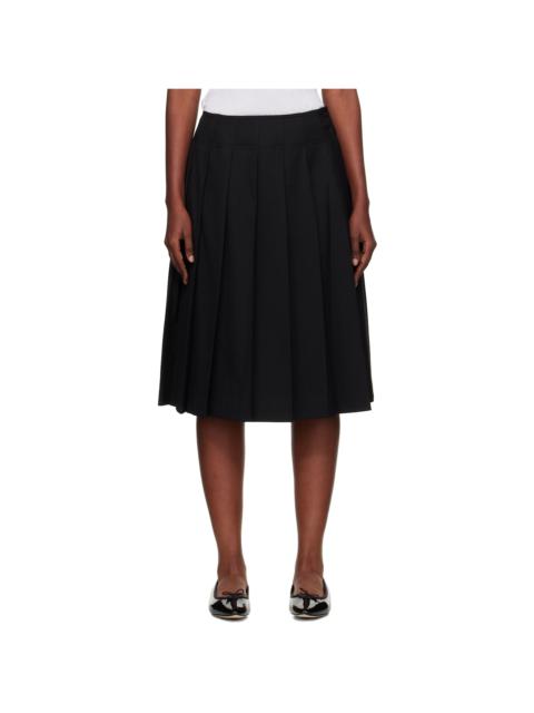 NOTHING WRITTEN Black Wool Pleated Midi Skirt