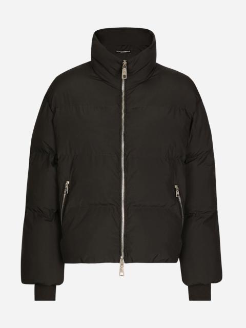 Dolce & Gabbana Short nylon down jacket with branded tag