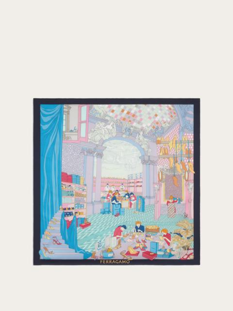 FERRAGAMO Oggetti print silk foulard