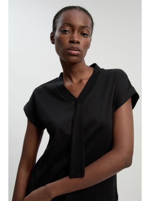 KAREN MILLEN Jersey V Neck Tie Detail T - Shirt