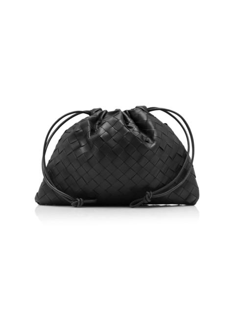 Bottega Veneta Medium Drawstring Intrecciato Leather Clutch black