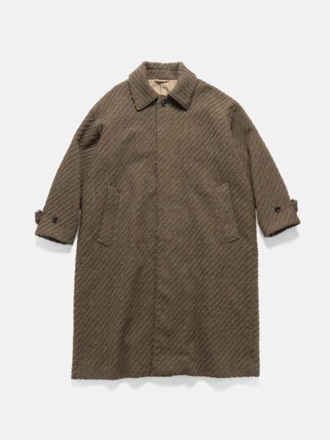 YOKE Herinbone Bonding Tweed Big Balmacaan Coat Olive