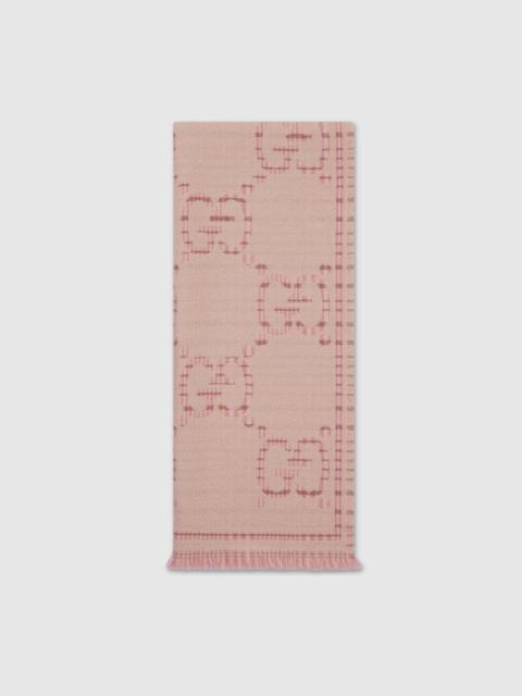 Check GG wool jacquard scarf