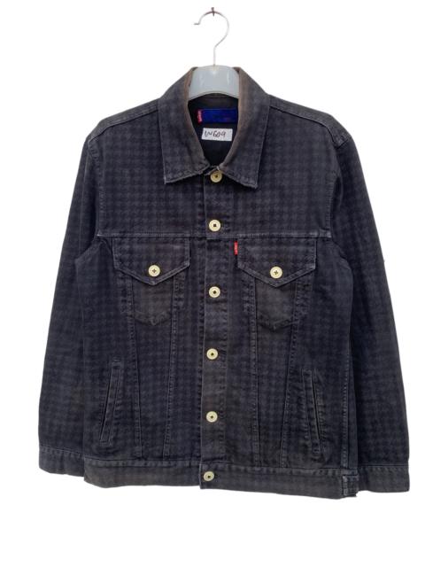 Other Designers Vintage - Vintage Thrashed Sun Faded Levis Houndtooth Trucker Jacket
