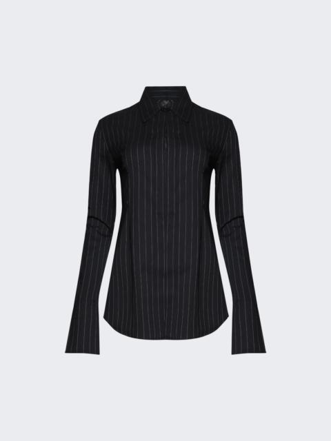MUGLER Pinstripe Fitted Shirt Navy And White